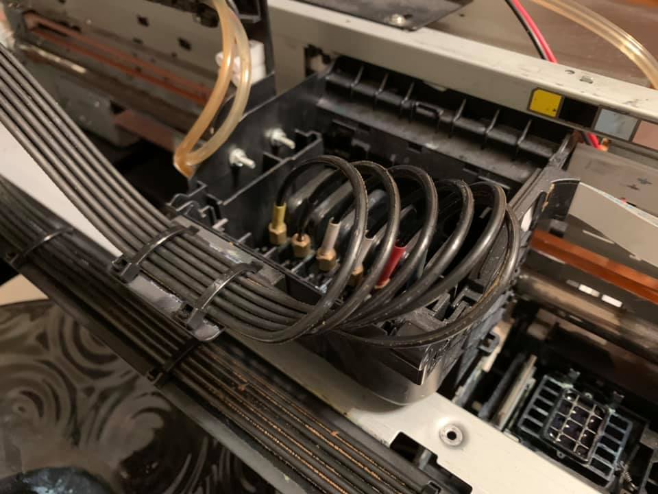 洗好組回去的 EPSON 1390 噴頭和墨管